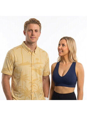 NEW Linksoul Button Front Shirt Men's 2XL Yellow Floral Tempus Fugit Cotton NWT